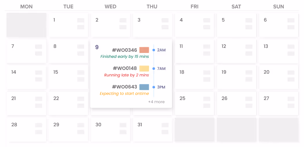 A calendar style Work Order management